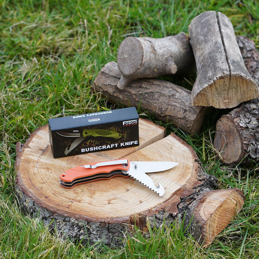 Couteau Bushcraft Fosco | 2 lames inox avec scie et crochet - Survia outdoors