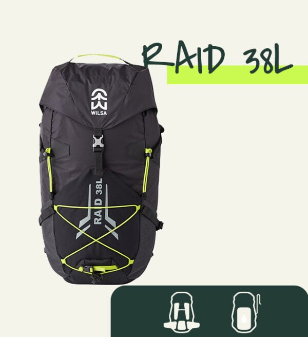 Sac à Dos Raid 38 litres Noir/Jaune | Wilsa Outdoor - Survia outdoors