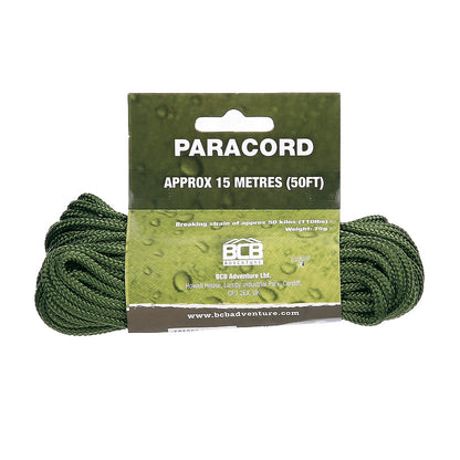 Paracorde Vert Olive 15 m BCB CM030 | Bushcraft & Survie