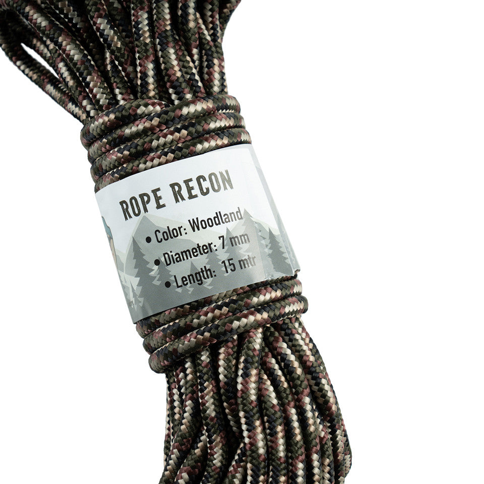 Corde Recon 7 mm Woodland 15 m | Bushcraft & Camping