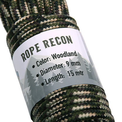Corde Recon 9 mm 15 m Vert/Noir | Bushcraft & Camping