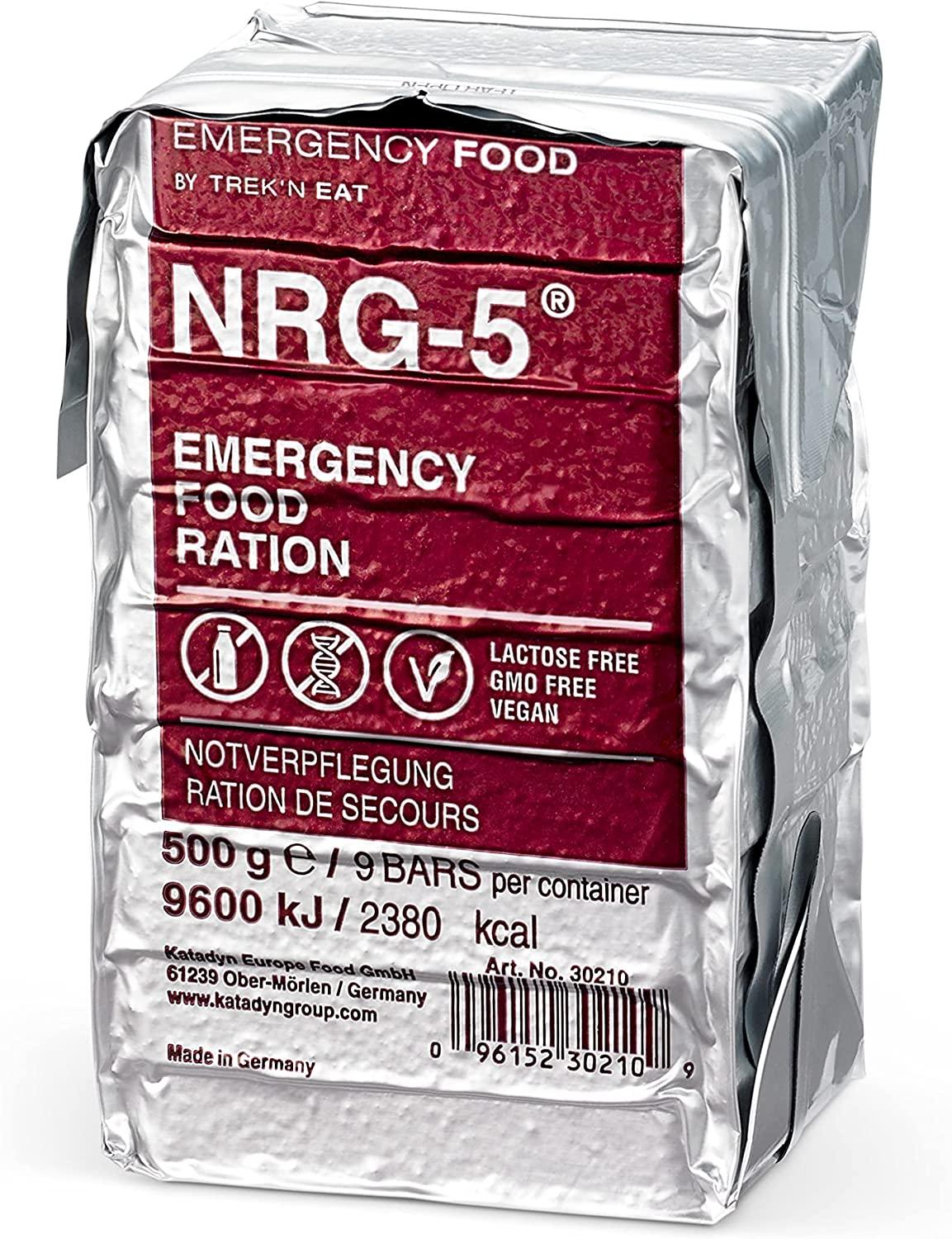 TrekNEat NRG-5 500 g | Ration Survie 9 Barres Longue Conservation