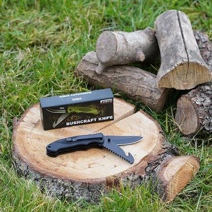 Couteau Bushcraft Fosco | 2 lames inox avec scie et crochet - Survia outdoors