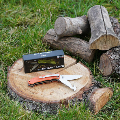 Couteau Bushcraft Fosco | 2 lames inox avec scie et crochet - Survia outdoors