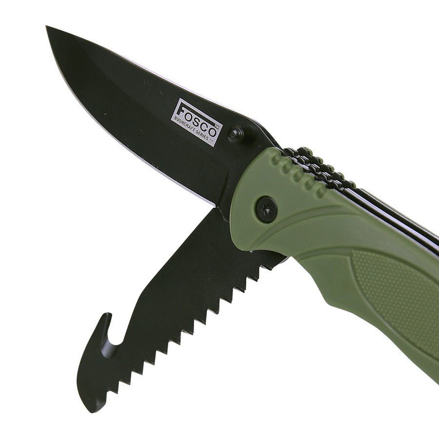 Couteau Bushcraft Fosco | 2 lames inox avec scie et crochet - Survia outdoors
