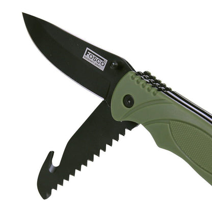 Couteau Bushcraft Fosco | 2 lames inox avec scie et crochet - Survia outdoors