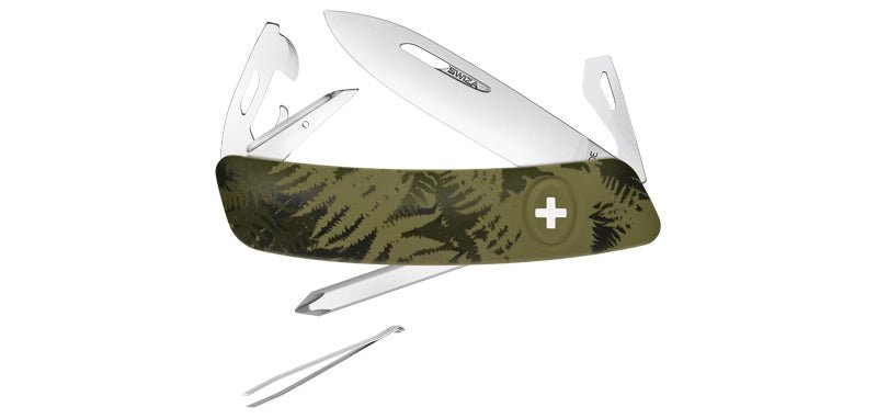Couteau Suisse Swiza C04 Silva | 11 Fonctions | Acier 440C | Manche Kaki Fougères - Survia outdoors