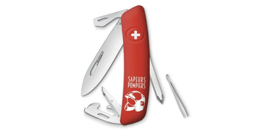 Couteau Suisse Swiza D04 | Édition Pompiers | 11 Fonctions | Acier 440C | Manche Rouge - Survia outdoors