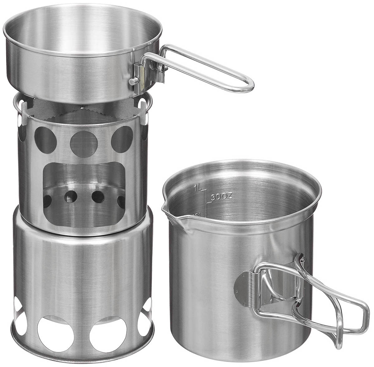 Fox Outdoor Popote Travel Inox avec Réchaud | Randonnée & Bivouac - Survia outdoors