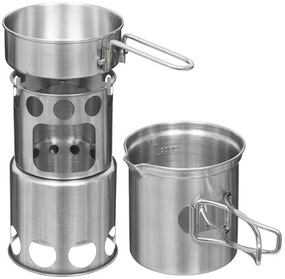 Fox Outdoor Popote Travel Inox avec Réchaud | Randonnée & Bivouac - Survia outdoors