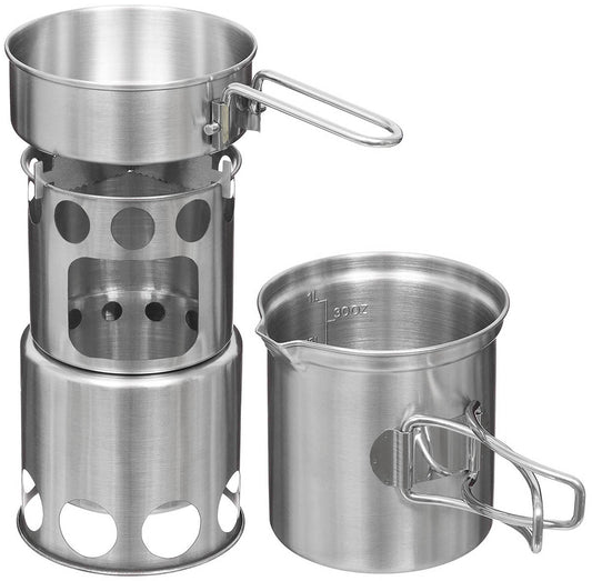 Fox Outdoor Popote Travel Inox avec Réchaud | Randonnée & Bivouac - Survia outdoors