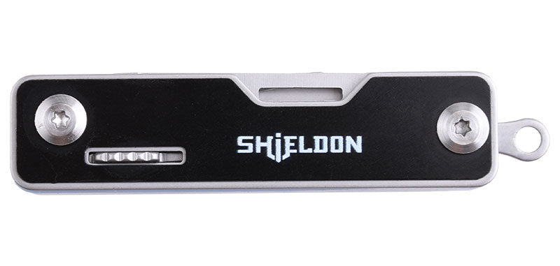 Multitool Shieldon Lileep SHAK01 | 9 Fonctions | Lame 43mm | Porte-clés | Aluminium Noir - Survia outdoors