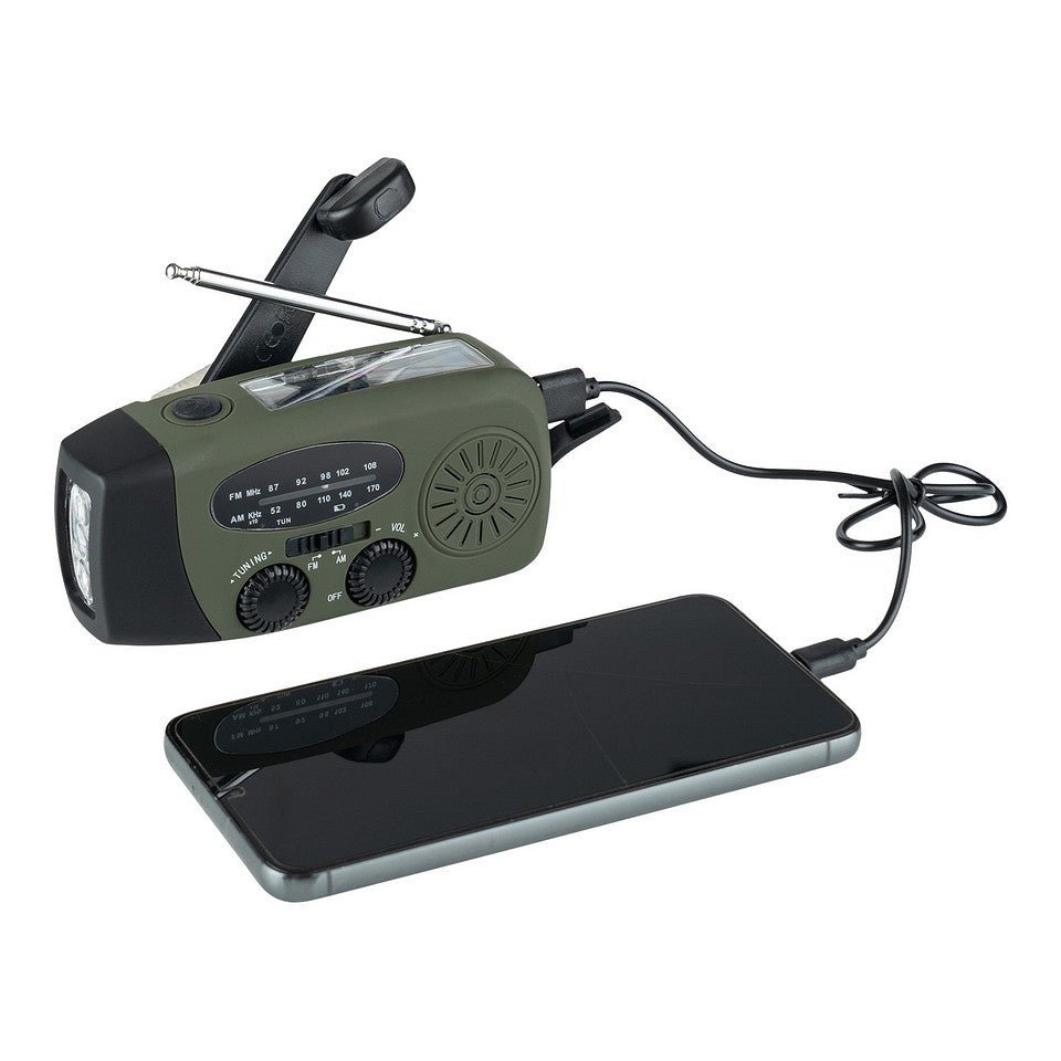 Radio urgence Fosco solaire | Manivelle, LED, SOS et recharge USB-C - Survia outdoors