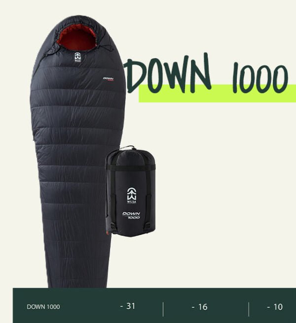 Sac de Couchage Duvet Down 1000 Noir | Wilsa Outdoor - Survia outdoors