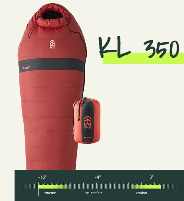 Sac de Couchage Duvet KL 350 Rouge | Wilsa Outdoor - Survia outdoors