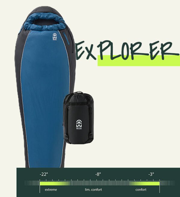 Sac de Couchage Expédition Explorer Regular Noir/Bleu | Wilsa Outdoor - Survia outdoors
