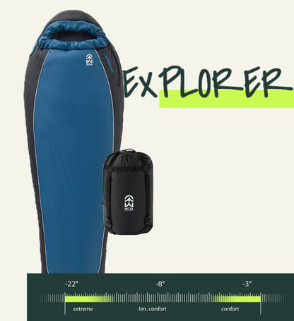 Sac de Couchage Expédition Explorer Regular Noir/Bleu | Wilsa Outdoor - Survia outdoors