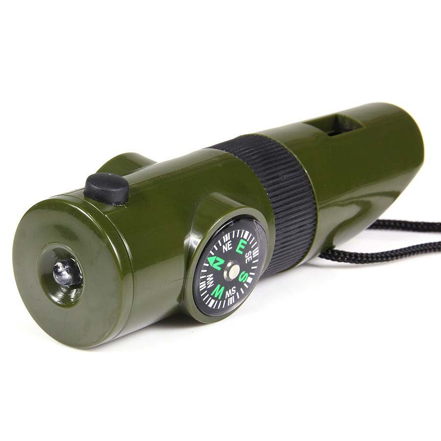 Sifflet tactique 7 en 1 | Boussole, LED, miroir et survie - Survia outdoors