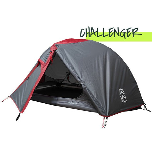 Tente Dôme Challenger 2 Places Gris/Rouge | Wilsa Outdoor - Survia outdoors