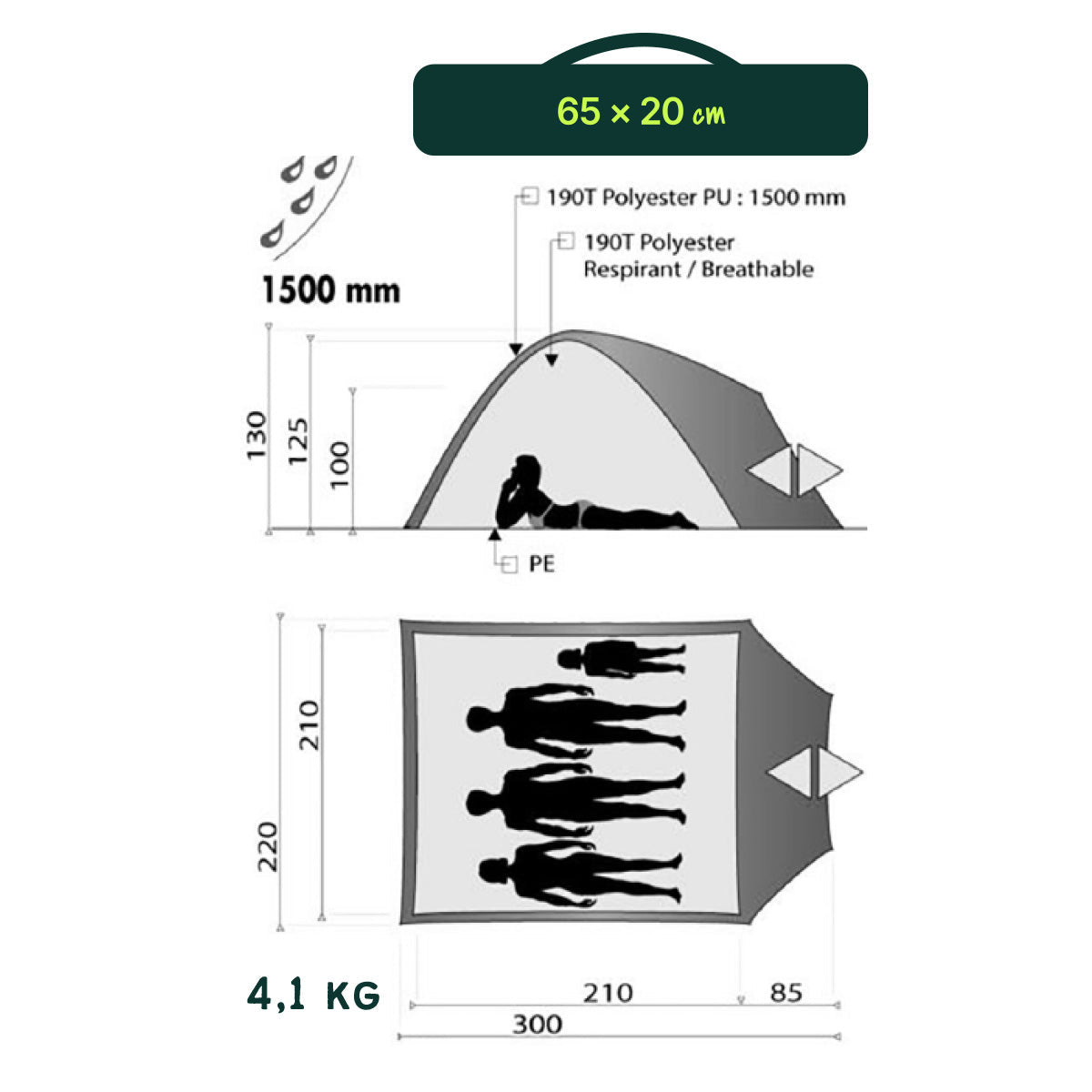 Tente Dôme Corte 3 Places Gris/Rouge | Wilsa Outdoor - Survia outdoors