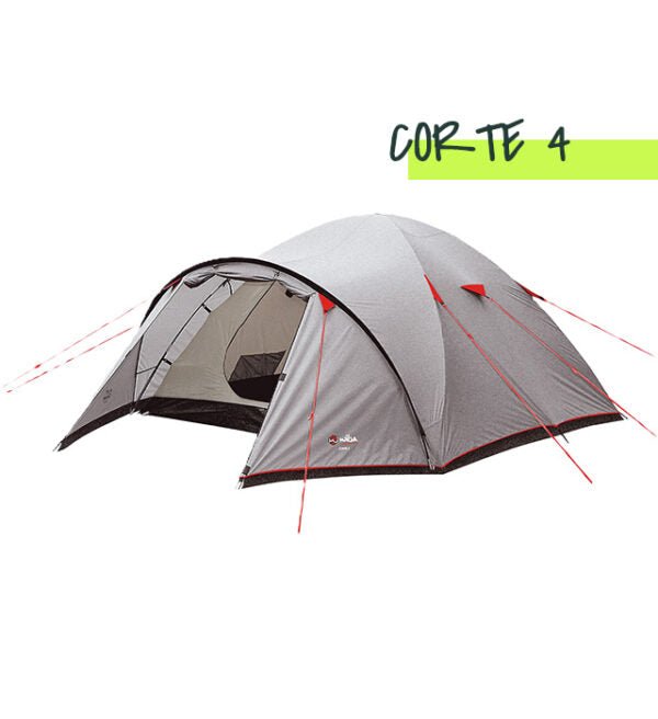 Tente Dôme Corte 4 Places Gris/Rouge | Wilsa Outdoor - Survia outdoors
