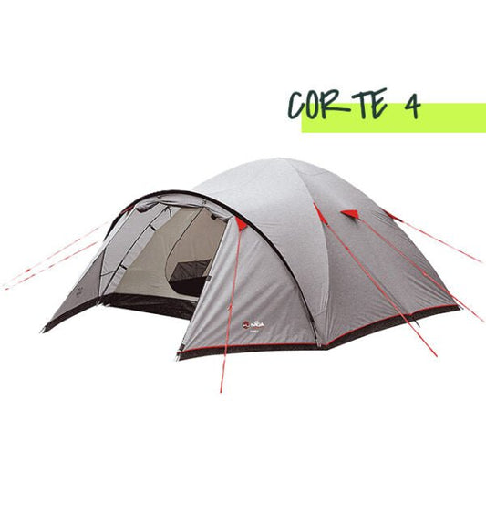 Tente Dôme Corte 4 Places Gris/Rouge | Wilsa Outdoor - Survia outdoors