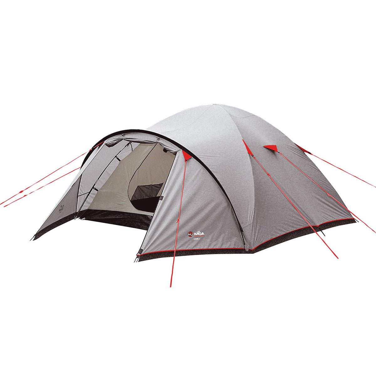 Tente Dôme Corte 4 Places Gris/Rouge | Wilsa Outdoor - Survia outdoors