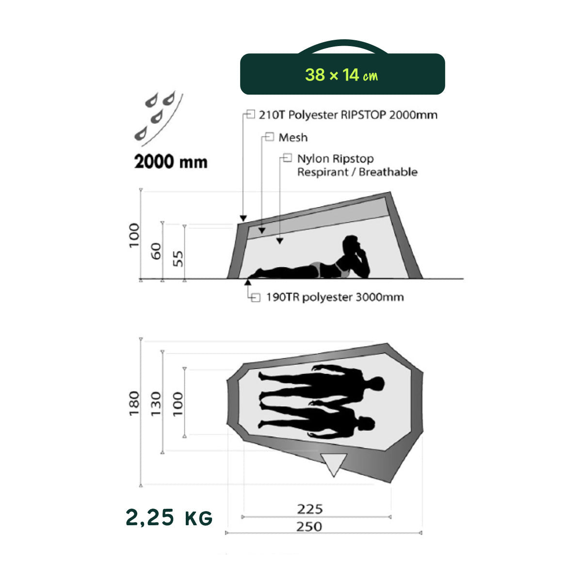Tente Randonnée 2 Places Scorpion 2 | Wilsa Outdoor - Survia outdoors