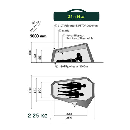 Tente Randonnée 2 Places Scorpion 2 | Wilsa Outdoor - Survia outdoors