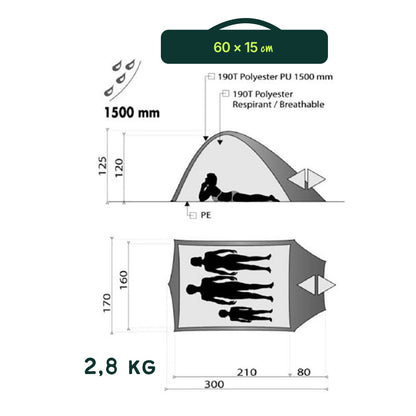 Tente Royan 2-3 Wilsa - Survia outdoors